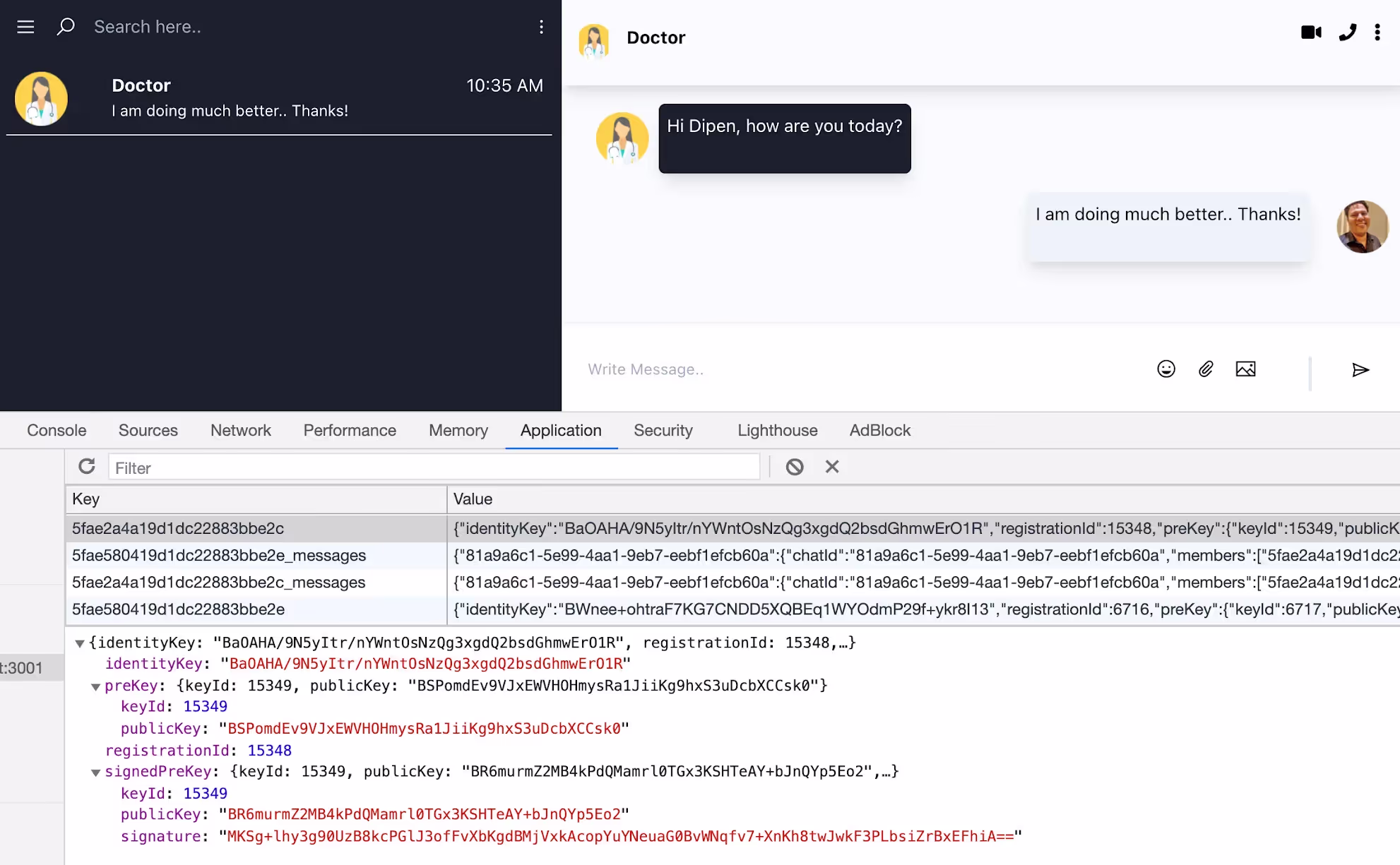 End-to-end encrypted chat application 