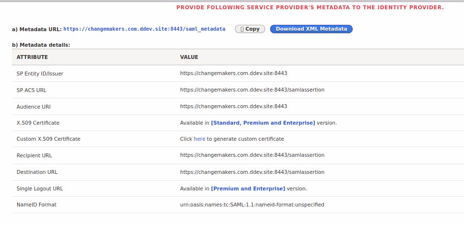 Configure Miniorange SP module Settings in Drupal