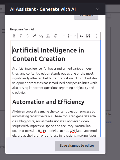 AI-powered CKeditor