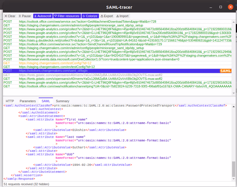 SAML tracer 