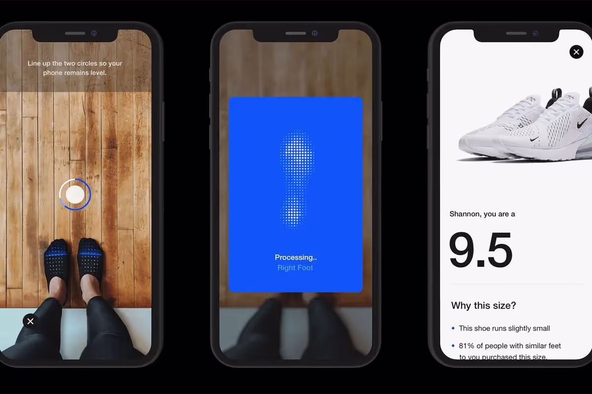 With this new AR feature, Nike says it can measure each foot individually &mdash; the size, shape, and volume &mdash; with accuracy within 2 millimeters and then suggest the specific size of Nike shoe for the style that you&rsquo;re looking at.