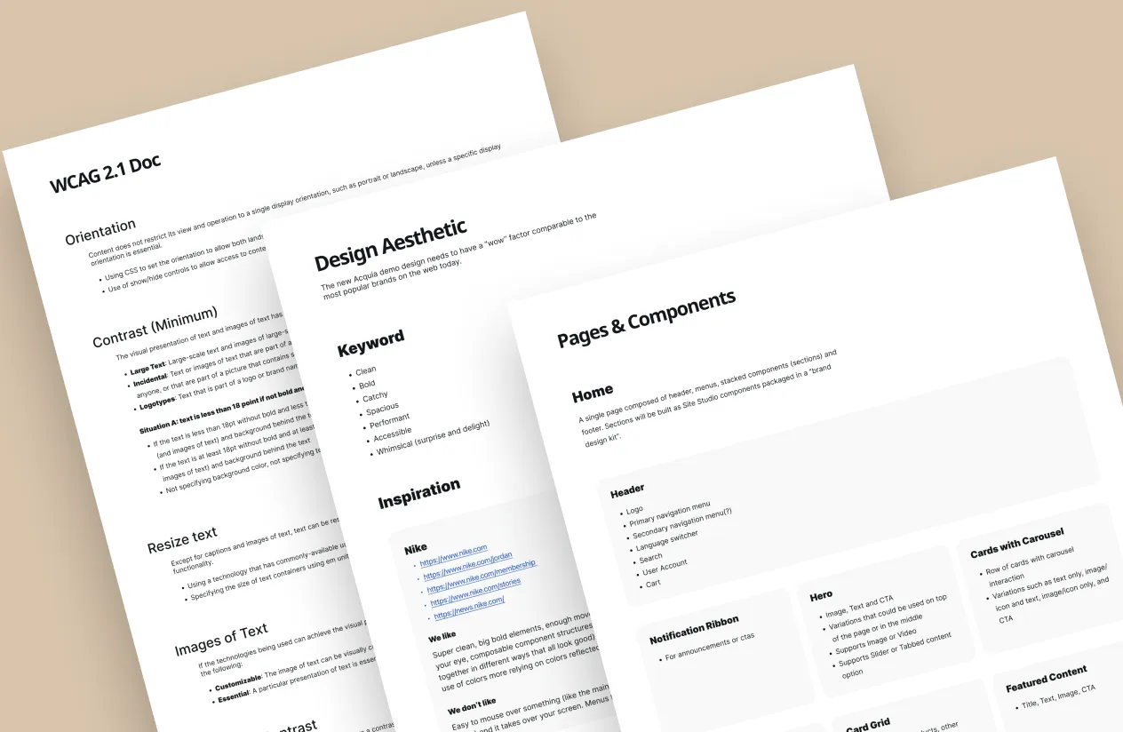 Client requirement information