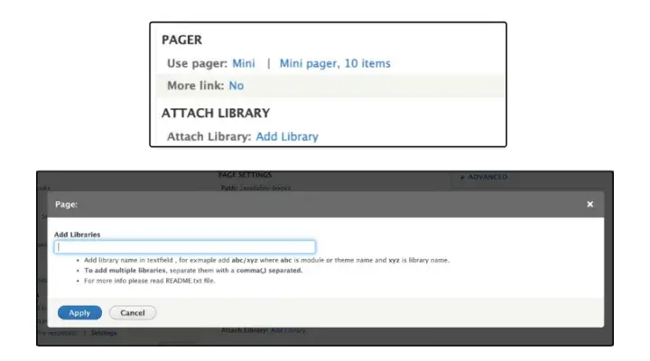 Views attach library module Drupal 8