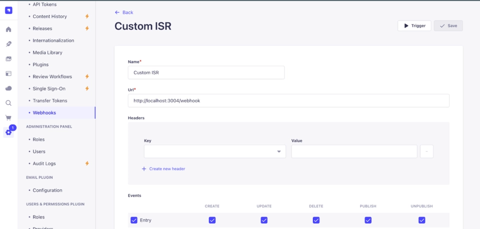 Strapi Webhook creation