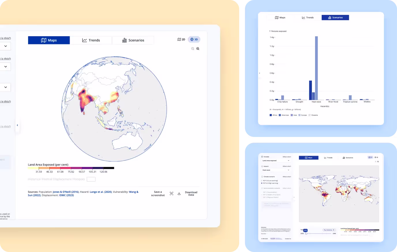 IOM fully responsive,interactive data visualization solution that IOM could use to present its climate-related hazards forecast